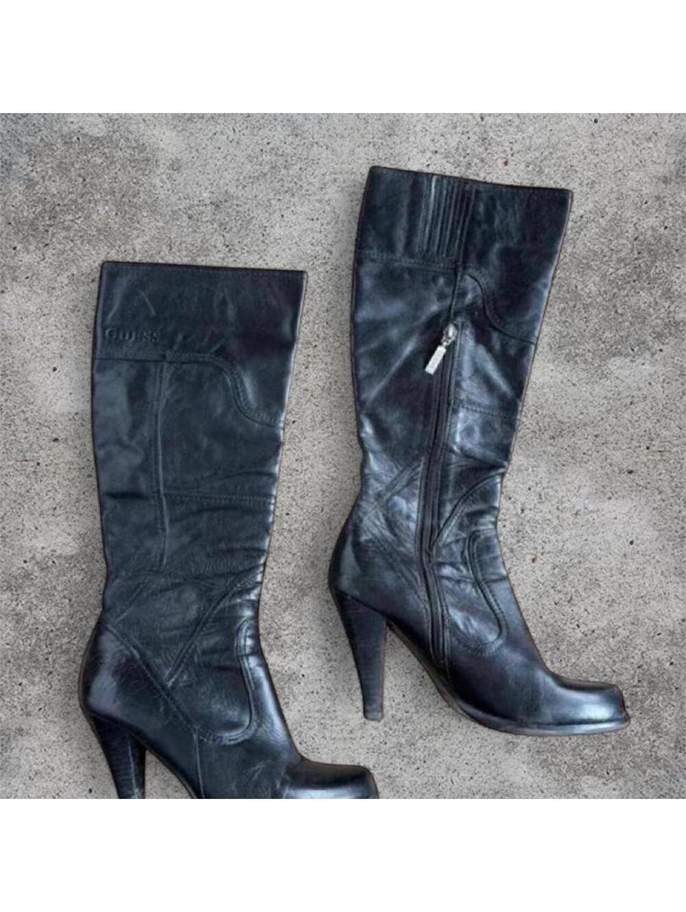 Guess black leather boots